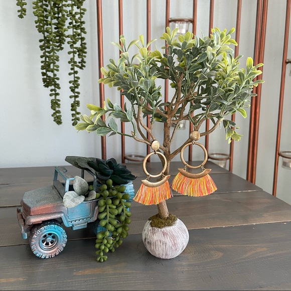 Bohemian Tassel Dangle Drop Earrings Gold and Multicolored Fringe - Picture 2 of 4